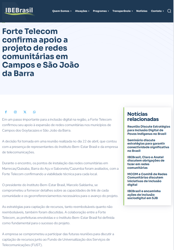 Entrevista com diretor da Forte Telecom na TV